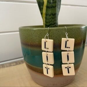 $10 SALE Handmade LIT Letter Tile Earrings 3.5” Upcycled Repurposed Book Gift